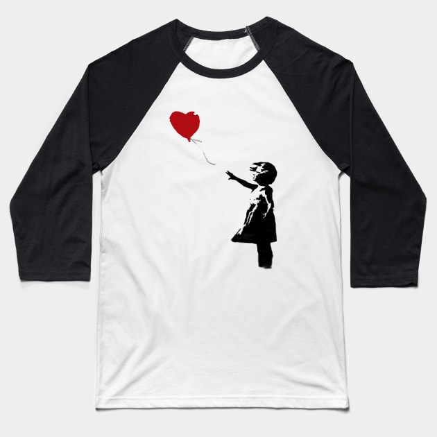 BANKSY Red Heart Balloon Girl Baseball T-Shirt by inkstyl